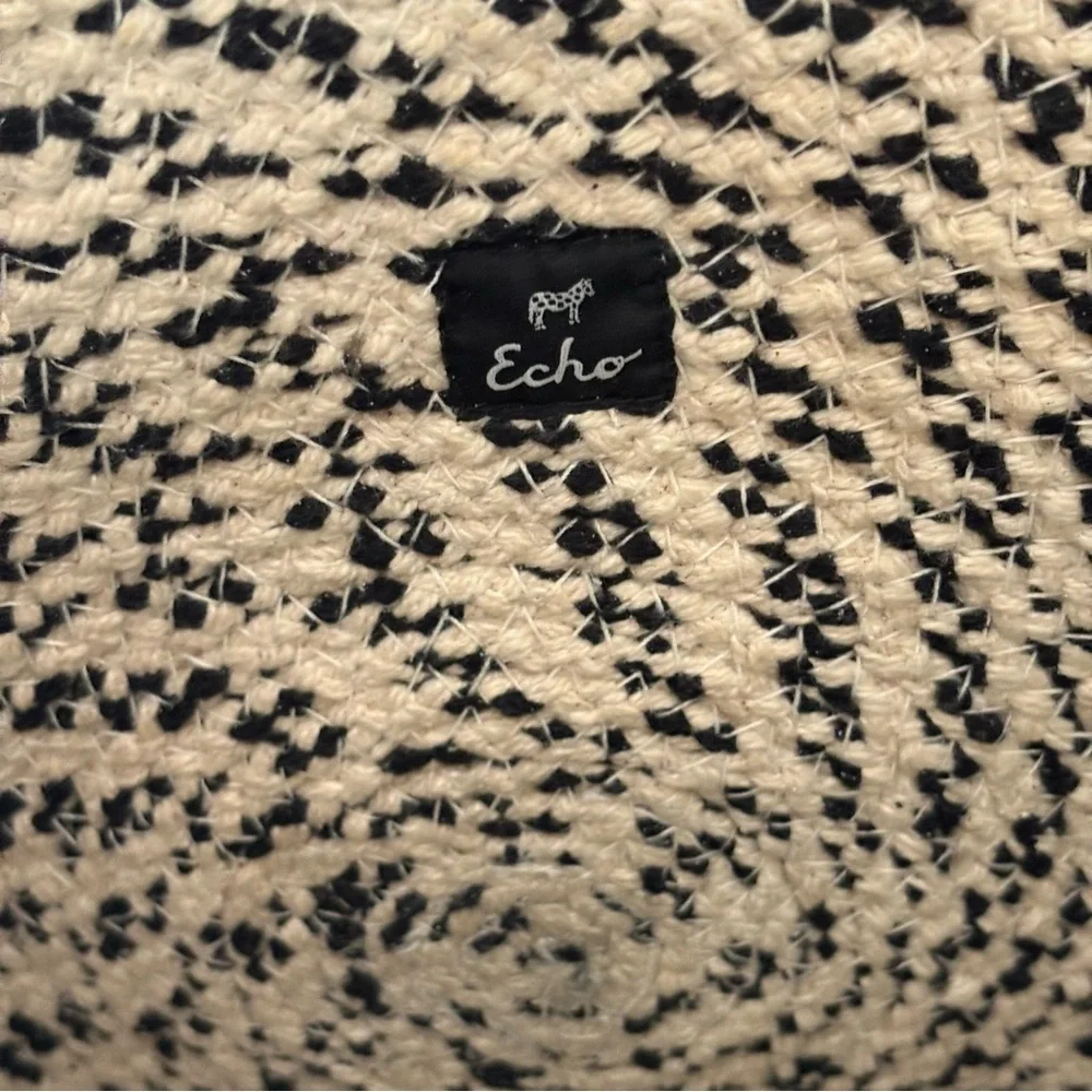 Echo Chic Black‎ and White Woven Tote beach Bag